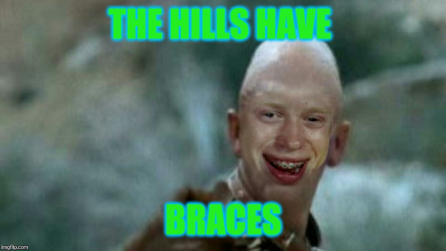 The Hills Have Brian | THE HILLS HAVE; BRACES | image tagged in movies,movie humor | made w/ Imgflip meme maker