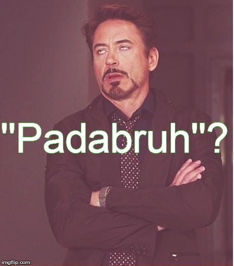 Face You Make Robert Downey Jr Meme | ''Padabruh''? | image tagged in memes,face you make robert downey jr | made w/ Imgflip meme maker