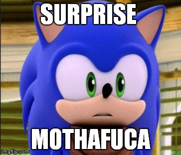surprised sonic | SURPRISE; MOTHAFUCA | image tagged in surprised sonic | made w/ Imgflip meme maker