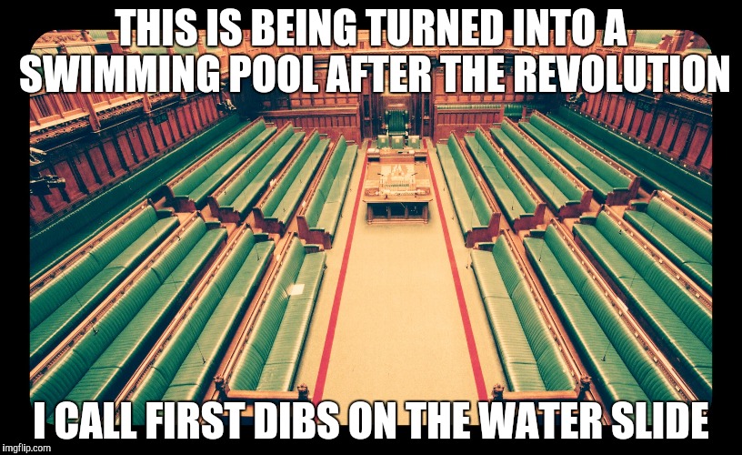 After the revolution | THIS IS BEING TURNED INTO A SWIMMING POOL AFTER THE REVOLUTION; I CALL FIRST DIBS ON THE WATER SLIDE | image tagged in shut up revolution has begun | made w/ Imgflip meme maker