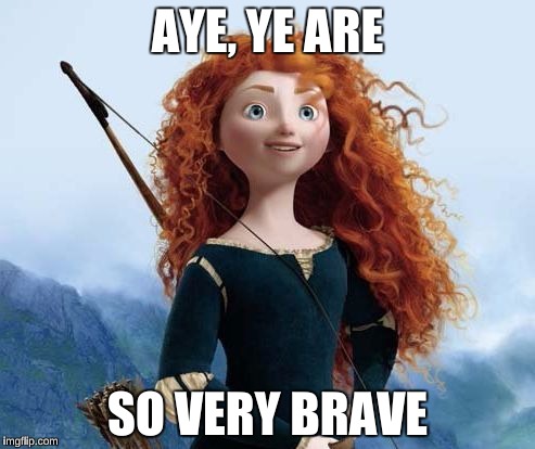 Merida Brave Meme | AYE, YE ARE; SO VERY BRAVE | image tagged in memes,merida brave | made w/ Imgflip meme maker