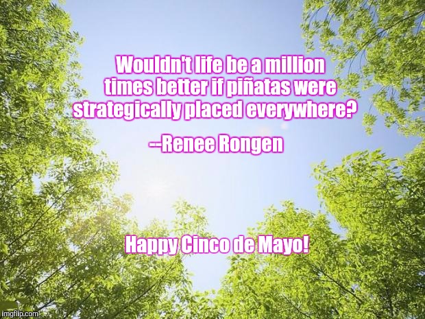sunshine trees | Wouldn't life be a million times better if piñatas were strategically placed everywhere? --Renee Rongen; Happy Cinco de Mayo! | image tagged in sunshine trees | made w/ Imgflip meme maker