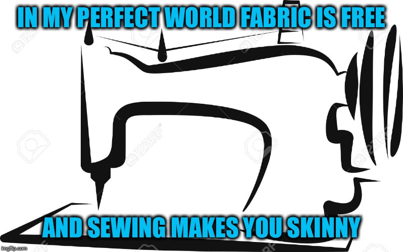 IN MY PERFECT WORLD FABRIC IS FREE; AND SEWING MAKES YOU SKINNY | image tagged in sewing is life | made w/ Imgflip meme maker