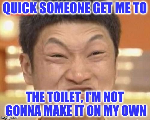 QUICK SOMEONE GET ME TO THE TOILET, I'M NOT GONNA MAKE IT ON MY OWN | made w/ Imgflip meme maker