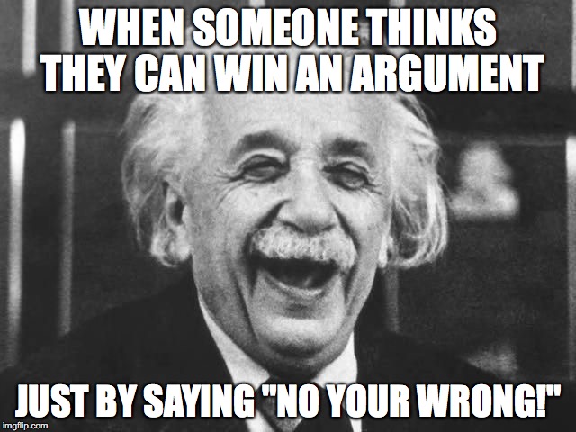 Einsteinstoned | WHEN SOMEONE THINKS THEY CAN WIN AN ARGUMENT; JUST BY SAYING "NO YOUR WRONG!" | image tagged in einsteinstoned | made w/ Imgflip meme maker