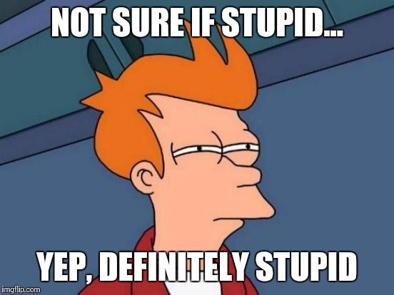 yeah, you are stupid after all... | NOT SURE IF STUPID... YEP, DEFINITELY STUPID | image tagged in memes,futurama fry,stupid,not sure if stupid,thatbritishviolaguy | made w/ Imgflip meme maker