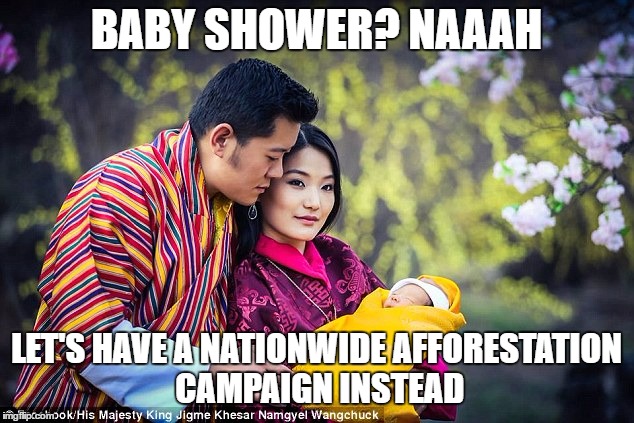 BABY SHOWER? NAAAH; LET'S HAVE A NATIONWIDE AFFORESTATION CAMPAIGN INSTEAD | made w/ Imgflip meme maker