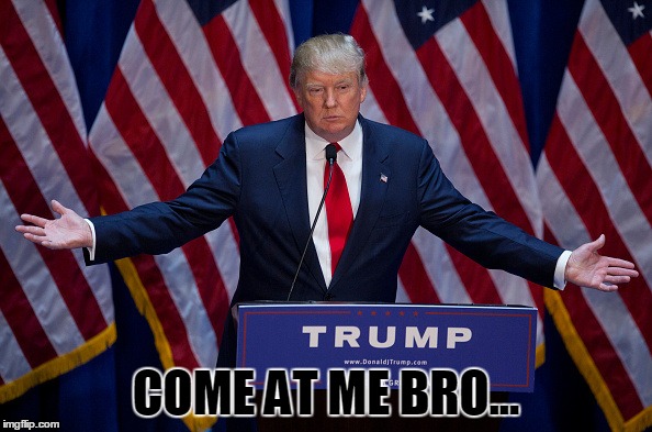 Donald Trump | COME AT ME BRO... | image tagged in donald trump | made w/ Imgflip meme maker