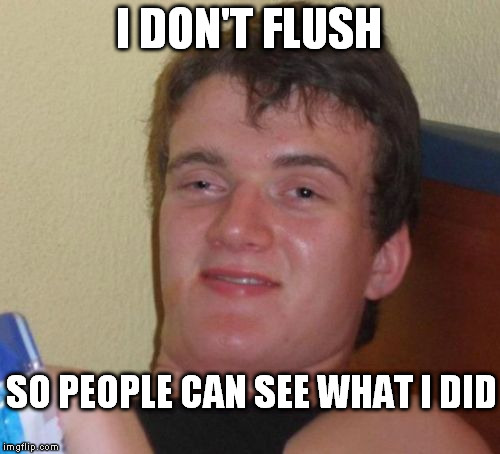 10 Guy Meme | I DON'T FLUSH SO PEOPLE CAN SEE WHAT I DID | image tagged in memes,10 guy | made w/ Imgflip meme maker