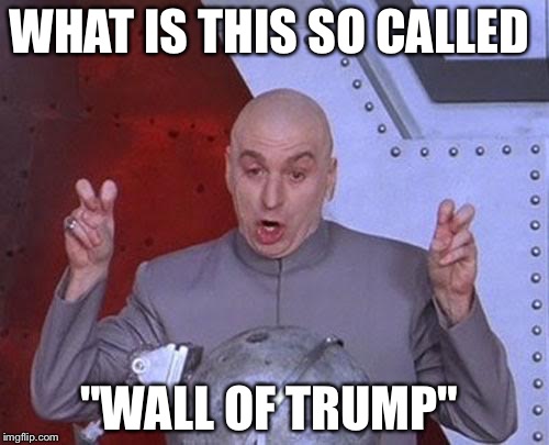 Wall of trump | WHAT IS THIS SO CALLED; "WALL OF TRUMP" | image tagged in memes,dr evil laser | made w/ Imgflip meme maker