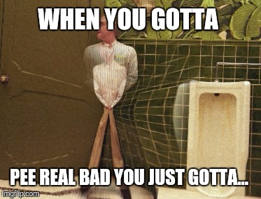 WHEN YOU GOTTA; PEE REAL BAD YOU JUST GOTTA... | image tagged in piss | made w/ Imgflip meme maker