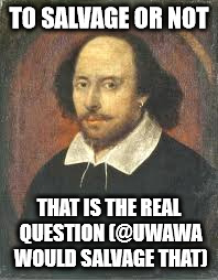 TO SALVAGE OR NOT; THAT IS THE REAL QUESTION (@UWAWA WOULD SALVAGE THAT) | made w/ Imgflip meme maker