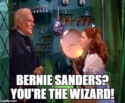 BERNIE SANDERS? YOU'RE THE WIZARD! | image tagged in bernie sanders | made w/ Imgflip meme maker