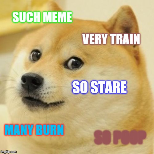 Doge | SUCH MEME; VERY TRAIN; SO STARE; MANY BURN; SO POOP | image tagged in memes,doge | made w/ Imgflip meme maker