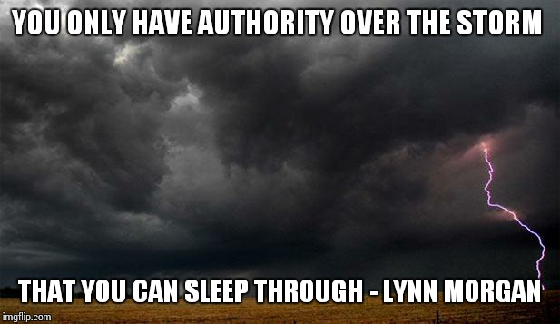 storm | YOU ONLY HAVE AUTHORITY OVER THE STORM; THAT YOU CAN SLEEP THROUGH - LYNN MORGAN | image tagged in storm | made w/ Imgflip meme maker