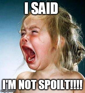 crying girl | I SAID; I'M NOT SPOILT!!!! | image tagged in crying girl | made w/ Imgflip meme maker