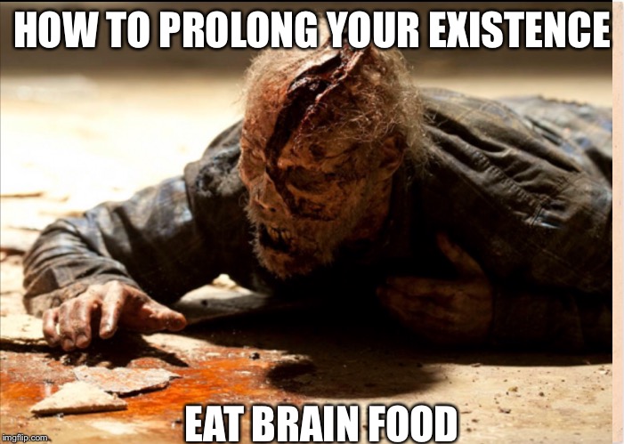 HOW TO PROLONG YOUR EXISTENCE EAT BRAIN FOOD | made w/ Imgflip meme maker