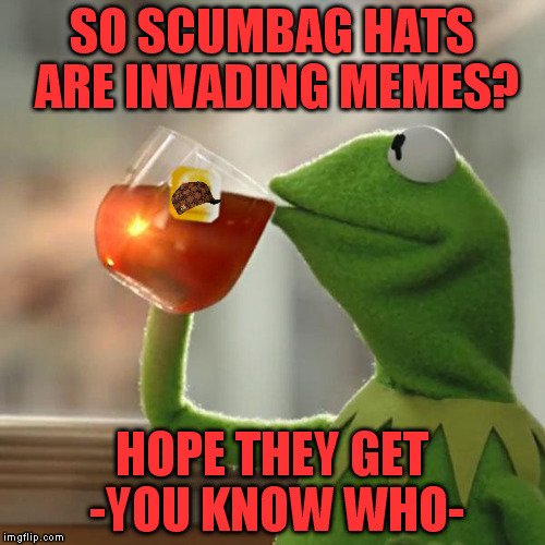 Kermit won't forget his business even during this dire situation. | SO SCUMBAG HATS ARE INVADING MEMES? HOPE THEY GET -YOU KNOW WHO- | image tagged in memes,but thats none of my business,kermit the frog,scumbag | made w/ Imgflip meme maker