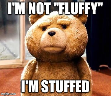 TED | I'M NOT "FLUFFY"; I'M STUFFED | image tagged in memes,ted | made w/ Imgflip meme maker