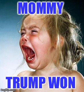 crying girl | MOMMY; TRUMP WON | image tagged in crying girl | made w/ Imgflip meme maker
