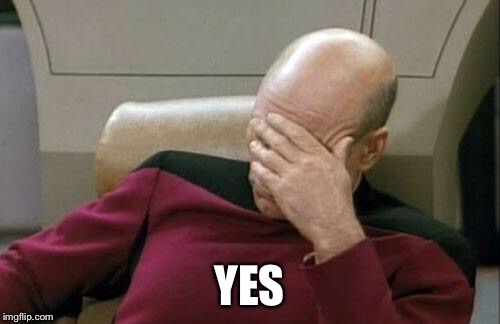 Captain Picard Facepalm Meme | YES | image tagged in memes,captain picard facepalm | made w/ Imgflip meme maker