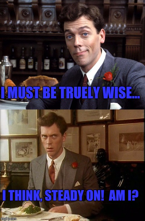 I MUST BE TRUELY WISE... I THINK, STEADY ON!  AM I? | made w/ Imgflip meme maker