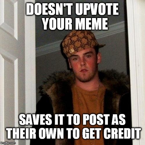 NO UPVOTE'S EVER | DOESN'T UPVOTE  YOUR MEME; SAVES IT TO POST AS THEIR OWN TO GET CREDIT | image tagged in memes,scumbag steve,funny,too funny,funny memes,upvotes | made w/ Imgflip meme maker