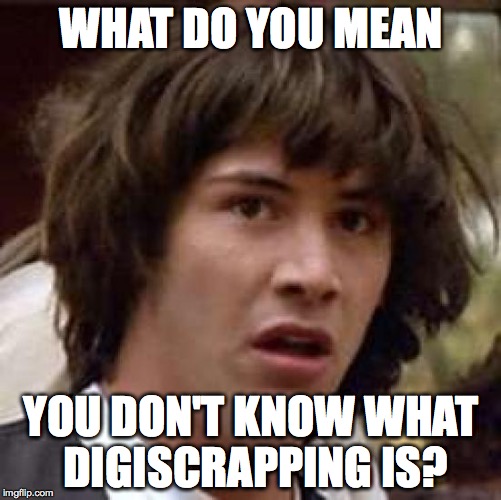Conspiracy Keanu Meme | WHAT DO YOU MEAN; YOU DON'T KNOW WHAT DIGISCRAPPING IS? | image tagged in memes,conspiracy keanu | made w/ Imgflip meme maker