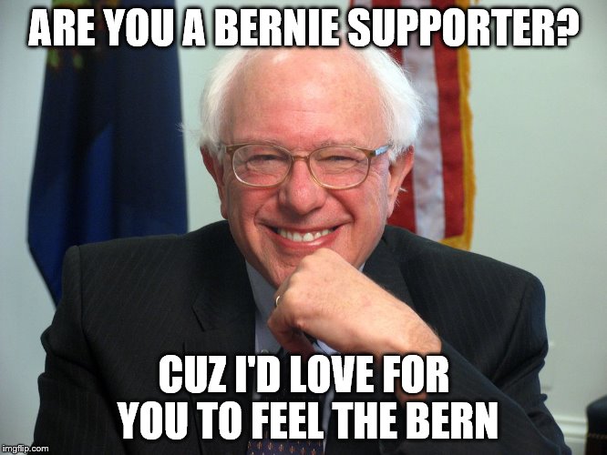 Bad Pickup Line Bernie Sanders ARE YOU A BERNIE SUPPORTER? 