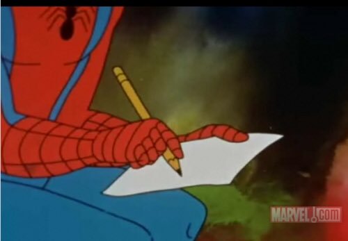 writing spiderman drew Blank Meme Template
