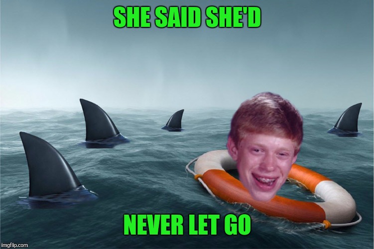 Oh Rose. Why do you give false hope? | SHE SAID SHE'D; NEVER LET GO | image tagged in bad luck brian ber-meme-uda triangle,memes,funny | made w/ Imgflip meme maker