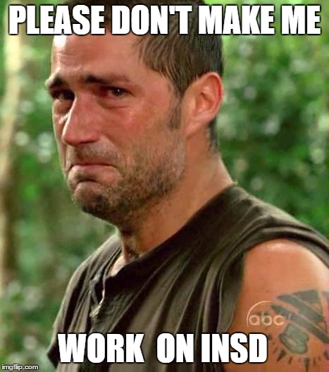 Man Crying | PLEASE DON'T MAKE ME; WORK  ON INSD | image tagged in man crying | made w/ Imgflip meme maker