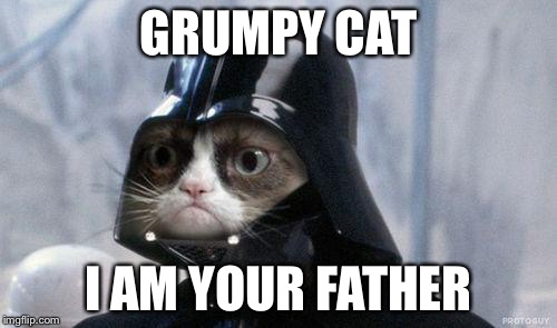 Grumpy Cat Star Wars Meme | GRUMPY CAT; I AM YOUR FATHER | image tagged in memes,grumpy cat star wars,grumpy cat | made w/ Imgflip meme maker