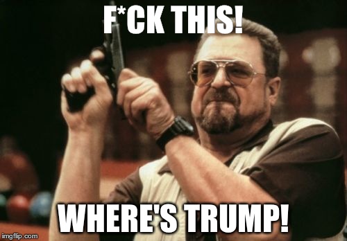 F*ck This! Where's Trump! | F*CK THIS! WHERE'S TRUMP! | image tagged in memes,am i the only one around here | made w/ Imgflip meme maker