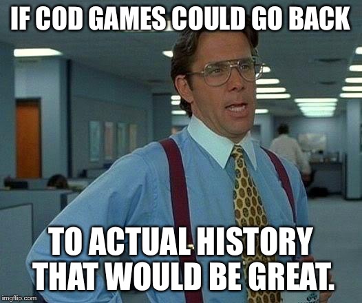 That Would Be Great Meme | IF COD GAMES COULD GO BACK; TO ACTUAL HISTORY THAT WOULD BE GREAT. | image tagged in memes,that would be great | made w/ Imgflip meme maker