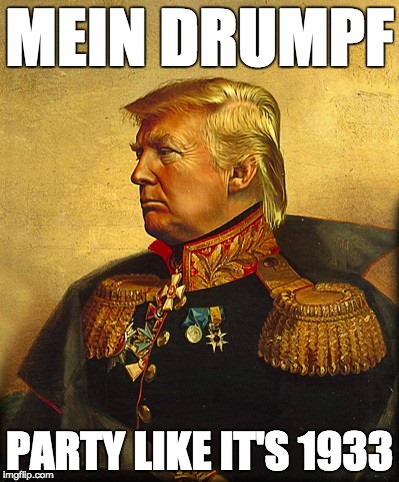 Trump Fascist |  MEIN DRUMPF; PARTY LIKE IT'S 1933 | image tagged in nevertrump,donald trump,election 2016 | made w/ Imgflip meme maker