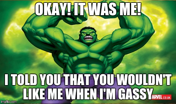 OKAY! IT WAS ME! I TOLD YOU THAT YOU WOULDN'T LIKE ME WHEN I'M GASSY | made w/ Imgflip meme maker