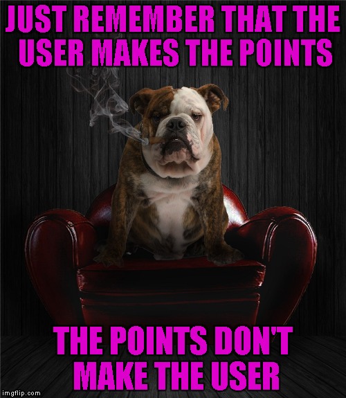 There's nothing wrong with being competitive, but if the points thing starts to get you down.... | JUST REMEMBER THAT THE USER MAKES THE POINTS; THE POINTS DON'T MAKE THE USER | image tagged in the dogfather,memes,common sense,points,have fun,forget the points | made w/ Imgflip meme maker