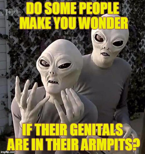 "This Is Why" Aliens | DO SOME PEOPLE MAKE YOU WONDER; IF THEIR GENITALS ARE IN THEIR ARMPITS? | image tagged in this is why aliens | made w/ Imgflip meme maker