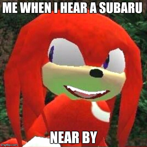 The face you make Knuckles | ME WHEN I HEAR A SUBARU; NEAR BY | image tagged in the face you make knuckles | made w/ Imgflip meme maker