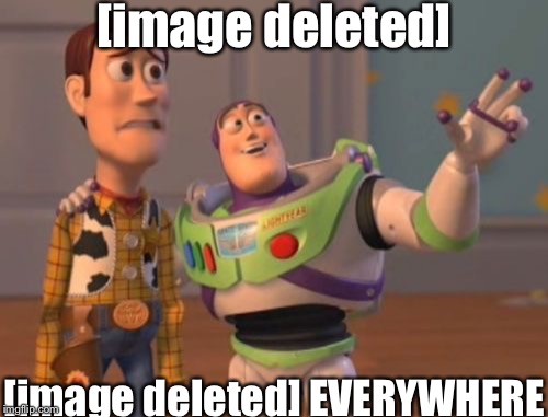 [image deleted] [image deleted] EVERYWHERE | image tagged in memes,x x everywhere | made w/ Imgflip meme maker