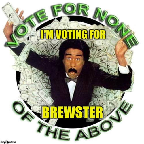 Better than all the rest | I'M VOTING FOR; BREWSTER | image tagged in memes,brewster,brewsters millions,vote,presidential race,presidential candidates | made w/ Imgflip meme maker