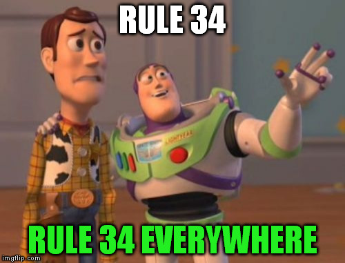 X, X Everywhere Meme | RULE 34; RULE 34 EVERYWHERE | image tagged in memes,x x everywhere,rule 34 | made w/ Imgflip meme maker