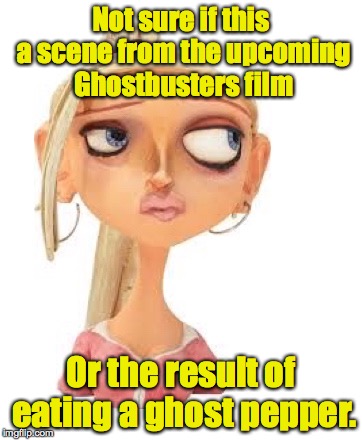 Paranorman Courtney | Not sure if this a scene from the upcoming Ghostbusters film Or the result of eating a ghost pepper. | image tagged in paranorman courtney | made w/ Imgflip meme maker