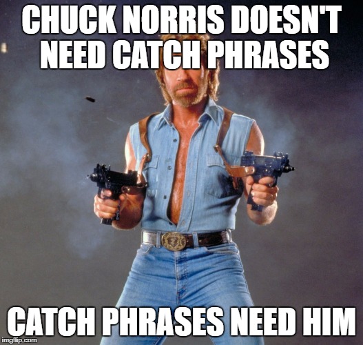 i dont need shit | CHUCK NORRIS DOESN'T NEED CATCH PHRASES; CATCH PHRASES NEED HIM | image tagged in chuck norris | made w/ Imgflip meme maker