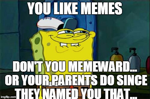 Don't You Squidward Meme | YOU LIKE MEMES DON'T YOU MEMEWARD... OR YOUR PARENTS DO SINCE THEY NAMED YOU THAT... | image tagged in memes,dont you squidward | made w/ Imgflip meme maker