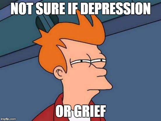 Futurama Fry Meme | NOT SURE IF DEPRESSION; OR GRIEF | image tagged in memes,futurama fry | made w/ Imgflip meme maker