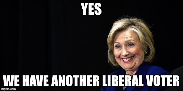 Hillary | YES WE HAVE ANOTHER LIBERAL VOTER | image tagged in hillary | made w/ Imgflip meme maker