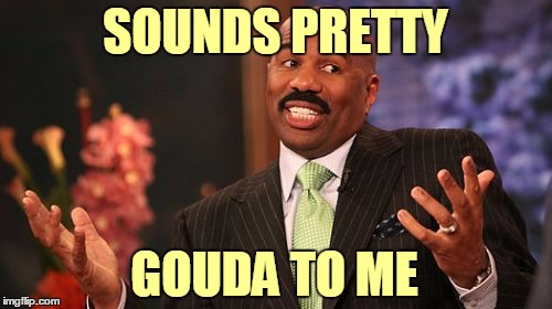 Steve Harvey Meme | SOUNDS PRETTY GOUDA TO ME | image tagged in memes,steve harvey | made w/ Imgflip meme maker