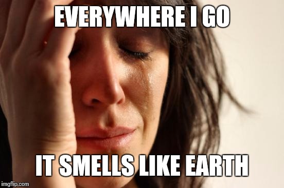 Ooh, Ooh that smell | EVERYWHERE I GO; IT SMELLS LIKE EARTH | image tagged in memes,first world problems | made w/ Imgflip meme maker
